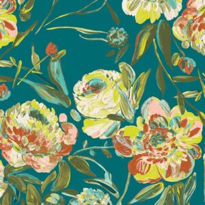 art gallery fabrics art gallery virtuosa prima flora calma fabric, teal