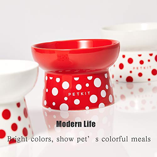 PETKIT Ceramic Raised Cat Food Bowl Two Bowls, Elevated Cat Food and Water Bowls Set, Porcelain Pet Dishes Bowls fr Small Pets Kitten Puppy