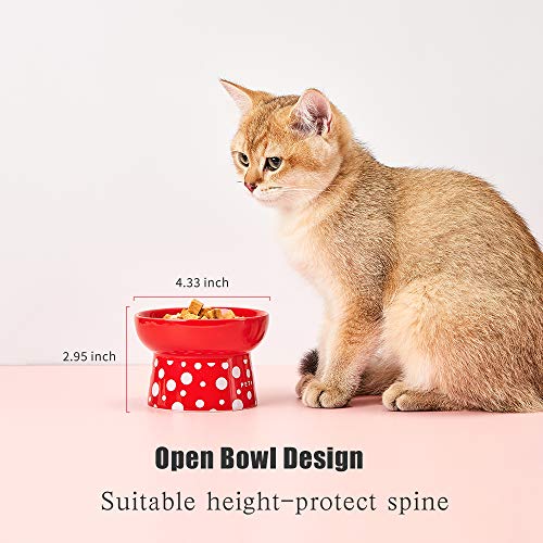 PETKIT Ceramic Raised Cat Food Bowl Two Bowls, Elevated Cat Food and Water Bowls Set, Porcelain Pet Dishes Bowls fr Small Pets Kitten Puppy