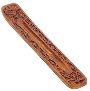 earthly home zen incense holder, wooden incense ash catcher, incense burner, incense stick holder backflow, home decor accessories, yoga meditation incense stand - 10" x 2" x 0.3", boat shape