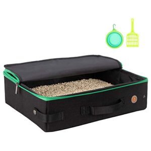 portable cat travel litter box with zipped lid, no leakage, no smell, easy to carry, easy to use in hotels, car