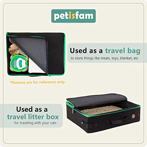 Portable Cat Travel Litter Box with Zipped Lid, No Leakage, No Smell, Easy to Carry, Easy to Use in Hotels, Car