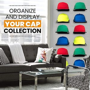 Boxy Concepts Hat Rack for Wall - Pack of 4 Premium Hat Organizer for Baseball Caps - Hat Storage, Hat Holder, & Hanger Your Ball Caps - Plastic Wall Mountable Display Shelf with 3M Foam Adhesive Tape