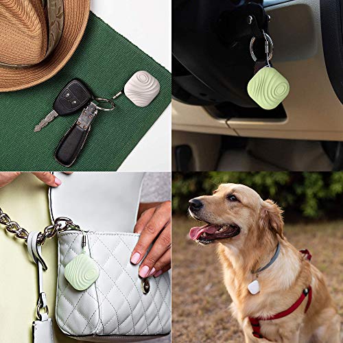 Key Finder Locator (Pack of 2), Smart Bluetooth Item Tracker & Finder Device for Wallet, Phone, Dogs, Cats - Anti-Lost Bidirectional Alarm Reminder - Replaceable Battery, White + Green