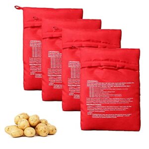 vipolish 4pcs microwave potato bag reusable microwave cooker bag baked potato pouch perfect potatoes in just 4 minutes