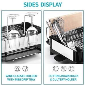 Drizom Dish Rack - Fingerprint-Proof 304 Stainless Steel Pot Dish Drying Rack for Kitchen Counter, Fully Customizable Cutlery Rack, Cups Holder and Cutting Board Rack - Dish Drainer for Large Capacity