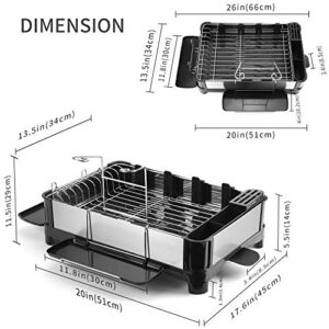 Drizom Dish Rack - Fingerprint-Proof 304 Stainless Steel Pot Dish Drying Rack for Kitchen Counter, Fully Customizable Cutlery Rack, Cups Holder and Cutting Board Rack - Dish Drainer for Large Capacity