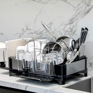 Drizom Dish Rack - Fingerprint-Proof 304 Stainless Steel Pot Dish Drying Rack for Kitchen Counter, Fully Customizable Cutlery Rack, Cups Holder and Cutting Board Rack - Dish Drainer for Large Capacity