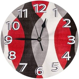 bushuo black and red vintage pattern wall clock waterproof decorative clocks lightweight clock with roman numeral hands durable round wall clock for living room classroom patio bedroom