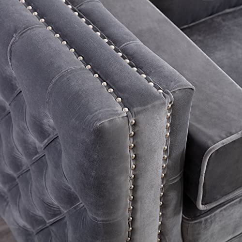 Legend Vansen Velvet Sofa sectional for Living Room with Ottoman Chaise Reversible L Shaped Couch Sleeper, 104", Grey