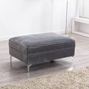 Legend Vansen Velvet Sofa sectional for Living Room with Ottoman Chaise Reversible L Shaped Couch Sleeper, 104", Grey