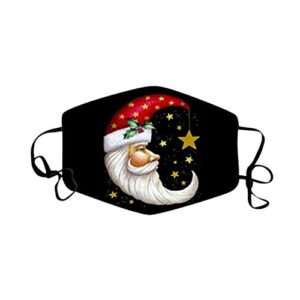 face protection for adult resuable washable christmas print face bandana dustproof windproof breathable with elastic strap earloop for outdoor working traving camping