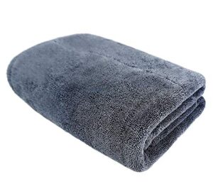 microfiber car drying towel, 1300gsm superior absorbency twist loop for drying cars, trucks, and suvs (gray, 20"x32")