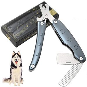 kussonli pet nail clippers and trimmers-multifunctional foldable type with safety guards to avoid excessive cutting, built-in nail file and comb,stylish appearance,professional grooming tool.