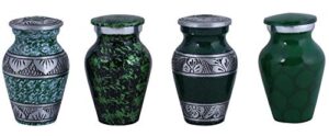 urn for human ashes set of 4 mini - a beautiful and humble urn for your loved ones remains. this lovely - urn will bring you comfort each time you see it size 2.8x1.7 inch-green combo