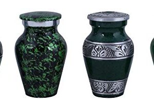 Urn for Human Ashes Set of 4 Mini - A Beautiful and Humble Urn for Your Loved Ones Remains. This Lovely - Urn Will Bring You Comfort Each Time You See It Size 2.8x1.7 inch-Green Combo