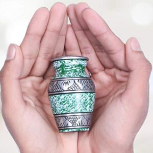 Urn for Human Ashes Set of 4 Mini - A Beautiful and Humble Urn for Your Loved Ones Remains. This Lovely - Urn Will Bring You Comfort Each Time You See It Size 2.8x1.7 inch-Green Combo