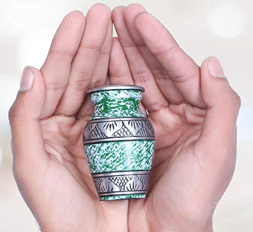 Urn for Human Ashes Set of 4 Mini - A Beautiful and Humble Urn for Your Loved Ones Remains. This Lovely - Urn Will Bring You Comfort Each Time You See It Size 2.8x1.7 inch-Green Combo