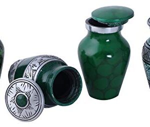 Urn for Human Ashes Set of 4 Mini - A Beautiful and Humble Urn for Your Loved Ones Remains. This Lovely - Urn Will Bring You Comfort Each Time You See It Size 2.8x1.7 inch-Green Combo