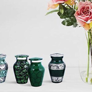 Urn for Human Ashes Set of 4 Mini - A Beautiful and Humble Urn for Your Loved Ones Remains. This Lovely - Urn Will Bring You Comfort Each Time You See It Size 2.8x1.7 inch-Green Combo