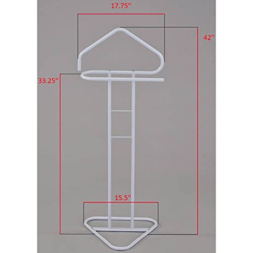 Pilaster Designs Traditional Fairview Suit & Tie Valet Stand Clothing Organizer Rack, White Metal