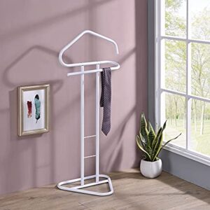 Pilaster Designs Traditional Fairview Suit & Tie Valet Stand Clothing Organizer Rack, White Metal