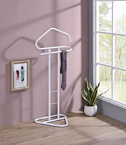 Pilaster Designs Traditional Fairview Suit & Tie Valet Stand Clothing Organizer Rack, White Metal