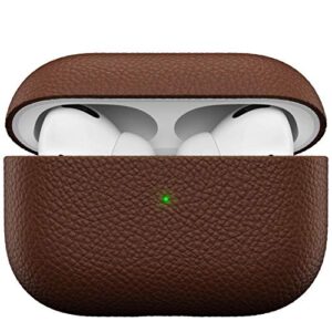 keybudz airpods pro leather case - handcrafted fully-wrapped genuine italian leather compatible with airpods pro (natural brown)
