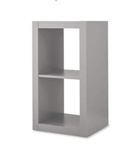 better homes and gardens bookshelf square storage cabinet 2-cube organizer, gray