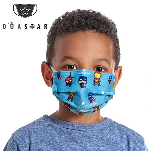DUASTAR Kids Masks Disposable,50 Pcs Boys,Girl Unisex Face Mask,3 Ply Cute Masks For Children,Printed Cartoon Face Covering, Mascarillas Para Niños