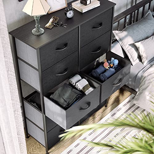 YITAHOME 10 Drawer Dresser - Fabric Storage Tower, Organizer Unit for Bedroom, Living Room, Hallway, Closets & Nursery - Sturdy Steel Frame, Wooden Top & Easy Pull Fabric Bins (Charcoal)