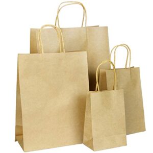 JOYIN 100 pcs Brown Paper Bags with Handles Assorted Sizes Gift Bags Bulk, Perfect Kraft Paper Bags for Xmas Party Favor, Shopping Bags, Retail Bags, Party Bags, Merchandise Bags, Goody Bags