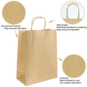 JOYIN 100 pcs Brown Paper Bags with Handles Assorted Sizes Gift Bags Bulk, Perfect Kraft Paper Bags for Xmas Party Favor, Shopping Bags, Retail Bags, Party Bags, Merchandise Bags, Goody Bags