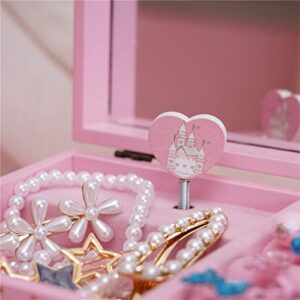 Cokosing jewelry box for girls music boxes for girls kids jewelry box girls jewelry box with 2 Pull Out Drawers, Fairy Princess and Castle Design,Deliver a shiny crown,Upgraded music box.