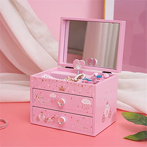 Cokosing jewelry box for girls music boxes for girls kids jewelry box girls jewelry box with 2 Pull Out Drawers, Fairy Princess and Castle Design,Deliver a shiny crown,Upgraded music box.