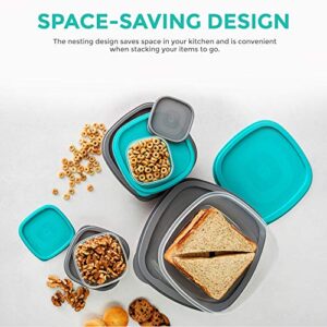 LIVIVO 7pc Stacking Food Storage Containers Set with Fitted Colourful Lids for Freshness, Space-Saving Tubs for Organising Cereals, Pasta, Rice and Other Dry Goods, Craft Materials etc