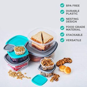 LIVIVO 7pc Stacking Food Storage Containers Set with Fitted Colourful Lids for Freshness, Space-Saving Tubs for Organising Cereals, Pasta, Rice and Other Dry Goods, Craft Materials etc
