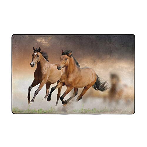 Premium Ultra Soft Durable Thick Area Rug - Luxury Fashion Non-Slip Animal Running Wild Horse Designs Large Rugs Bedside Mats Home Decor Carpet for Bedroom Nursery Living Room Playroom
