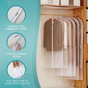 Perber Hanging Garment Bags Clear Suit Bag (Set of 12) Lightweight Dust-Proof Clothes Cover Bags with Full Zipper for Closet Storage and Travel -24'' x 40''/12 Pack