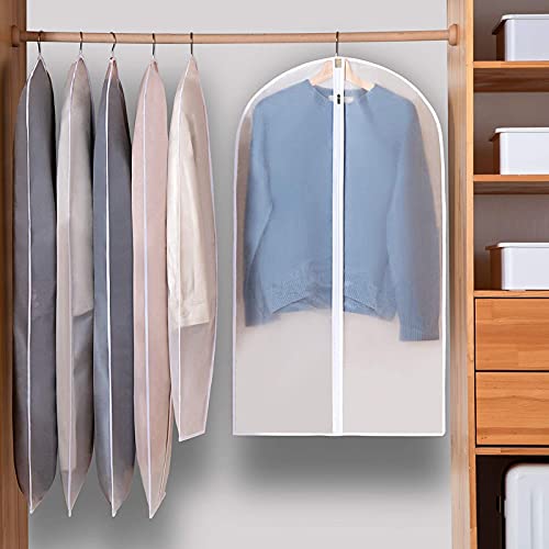 Perber Hanging Garment Bags Clear Suit Bag (Set of 12) Lightweight Dust-Proof Clothes Cover Bags with Full Zipper for Closet Storage and Travel -24'' x 40''/12 Pack