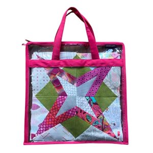 yazzii quilt block carry case - portable storage bag organizer - multipurpose storage organizer for quilting, patchwork, embroidery, needlework, papercraft & beading - fuchsia pink
