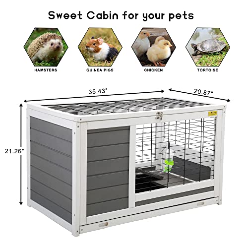 COZIWOW Indoor Outdoor Rabbit Hutch,Small Animal Houses & Habitats, Large Bunny Cage with Removable Tray, Single Level Guinea Pig Hamster Hutch