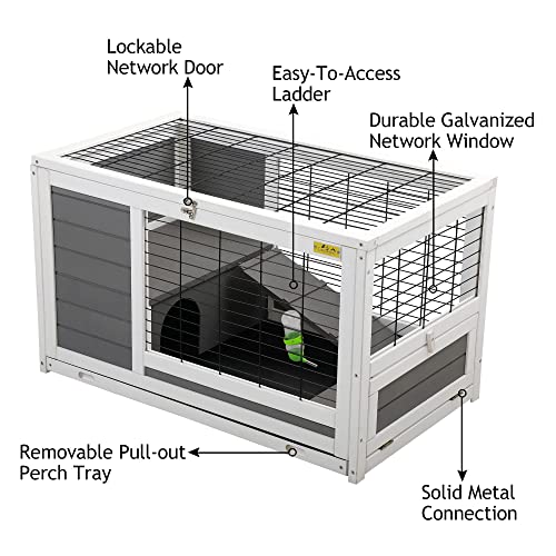 COZIWOW Indoor Outdoor Rabbit Hutch,Small Animal Houses & Habitats, Large Bunny Cage with Removable Tray, Single Level Guinea Pig Hamster Hutch