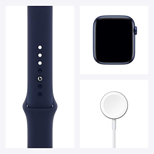 Apple Watch Series 6 (GPS + Cellular, 44mm) - Blue Aluminum Case with Deep Navy Sport Band (Renewed)