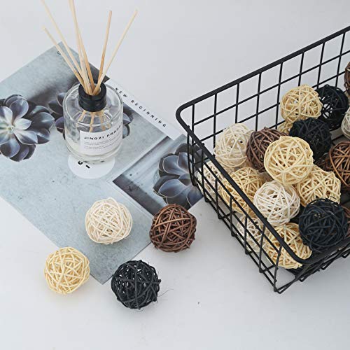 Jecengs Rattan Balls 20 pcs Mixed 4 Colors Natural, Decorative Balls Vase Filler, Toy Balls for Birds, Parrots, Cats