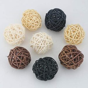 Jecengs Rattan Balls 20 pcs Mixed 4 Colors Natural, Decorative Balls Vase Filler, Toy Balls for Birds, Parrots, Cats