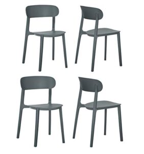 cozyblock 4 x campus series side chairs, mid-century modern dining chair, stackable chair, great for indoor and outdoor (dark grey)