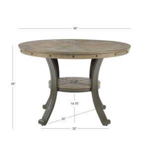 Powell Furniture Linon Franklin Metal and Wood 45" Round Dining Table in Pewter