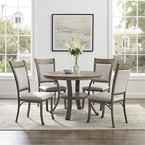 Powell Furniture Linon Franklin Metal and Wood 45" Round Dining Table in Pewter