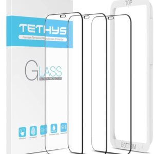 TETHYS Glass Screen Protector Compatible for iPhone 12 / iPhone 12 Pro 2020 6.1 Inch 3 Pack Case Friendly, Edge to Edge Coverage Tempered Glass, Guidance Frame Included